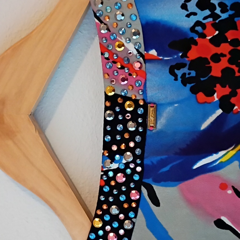 St. John Blue and Red Floral Dress - Picture 5 of 7